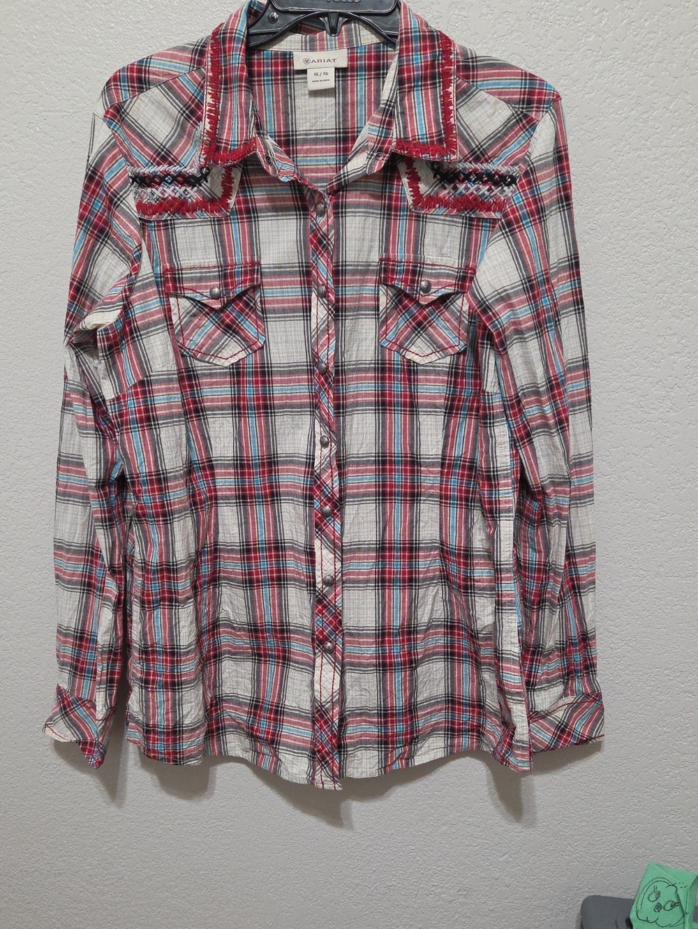 Ariat Red, White & Blue Plaid Button-Down Shirt Long Sleeve